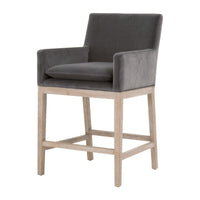 Drew Gray Velvet Counter Stool