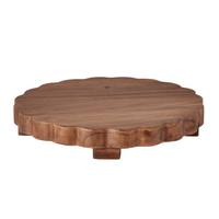 Large Round Wooden Scalloped Trivet & Charcuterie Board