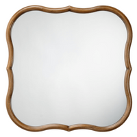 Daisy Square Scalloped Wood Wall Mirror