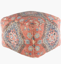 Coventry Orange & Blue Floor Pouf