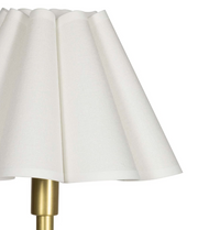 Polly Double Arm Table Lamp in Natural Brass with White or Rattan Shade