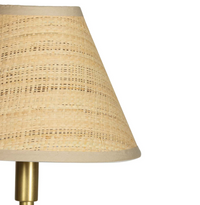 Polly Double Arm Table Lamp in Natural Brass with White or Rattan Shade