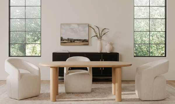 Barlow Rolling Dining Chair, White Mist