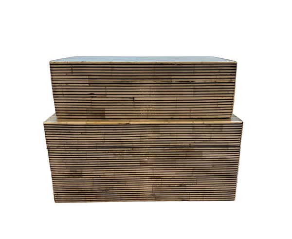 Black and Ivory Striped Bone Decorative Box