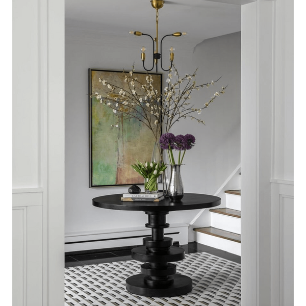 Corum Round Dining Table, Hand Rubbed Black