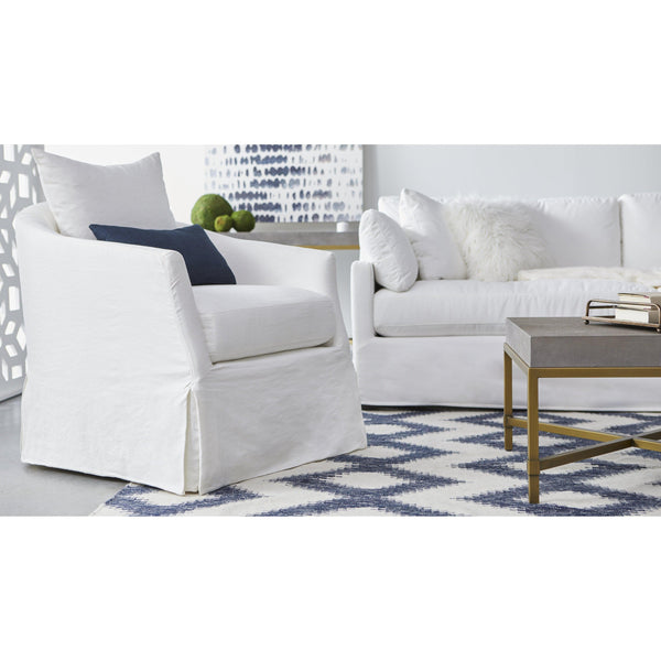 Franco Cream Slipcover Swivel Club Chair