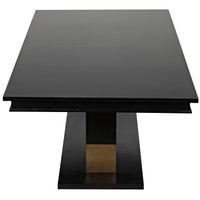 Ravenko Rectangle Black Mahogany & Brass Dining Table