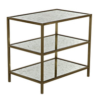 3 Tier Side Table Antique Brass and Antique Mirror