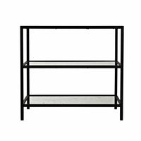 3 Tier Side Table with Antiqued Mirror Black Steel