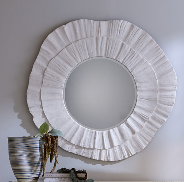 Millstone White Petal Round Wall Mirror