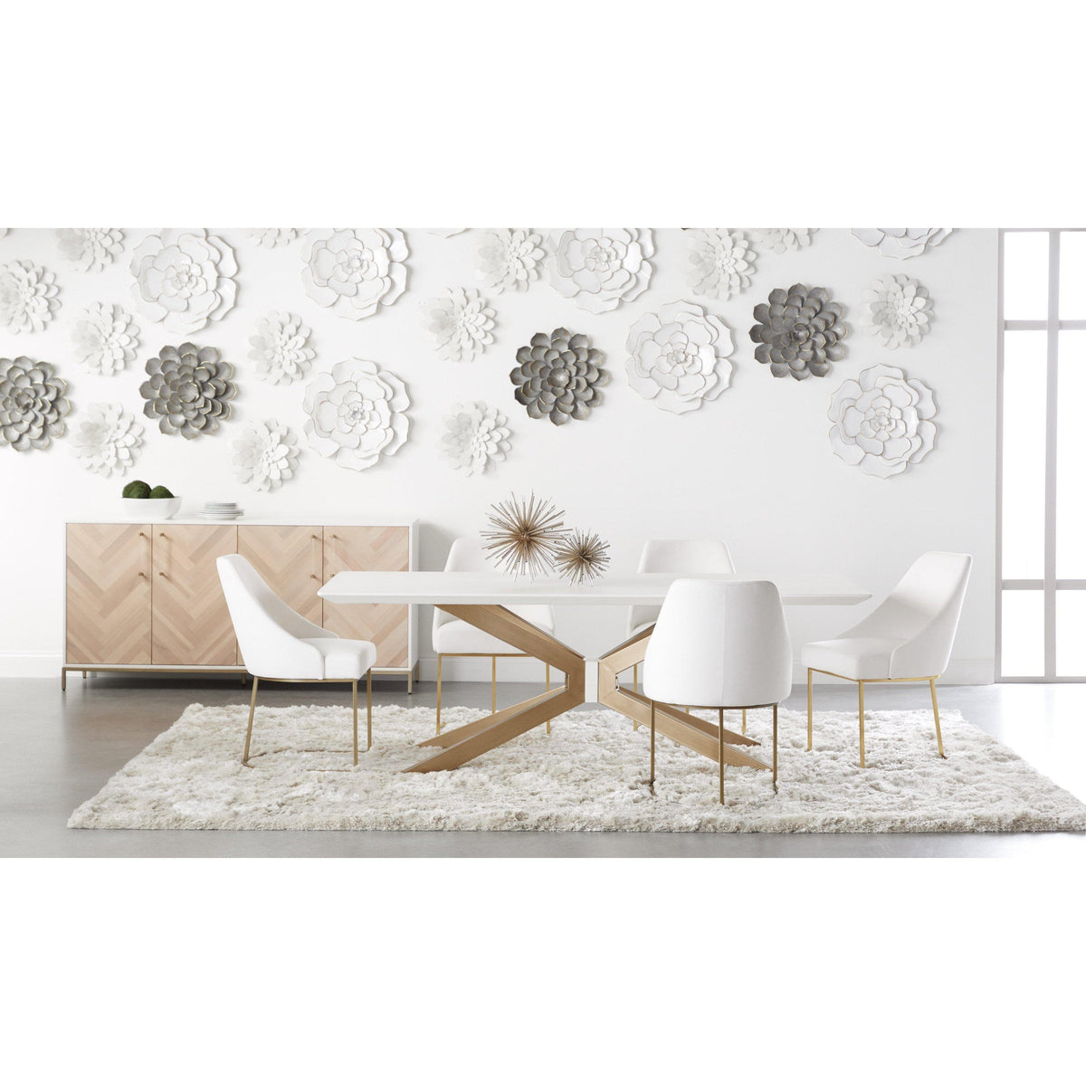 Patricia Ivory & Gold Dining Chair, Set of 2