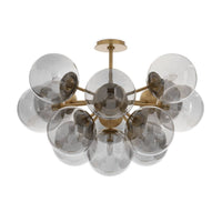 Shine Flush Mount Natural Brass with Smoke Glass