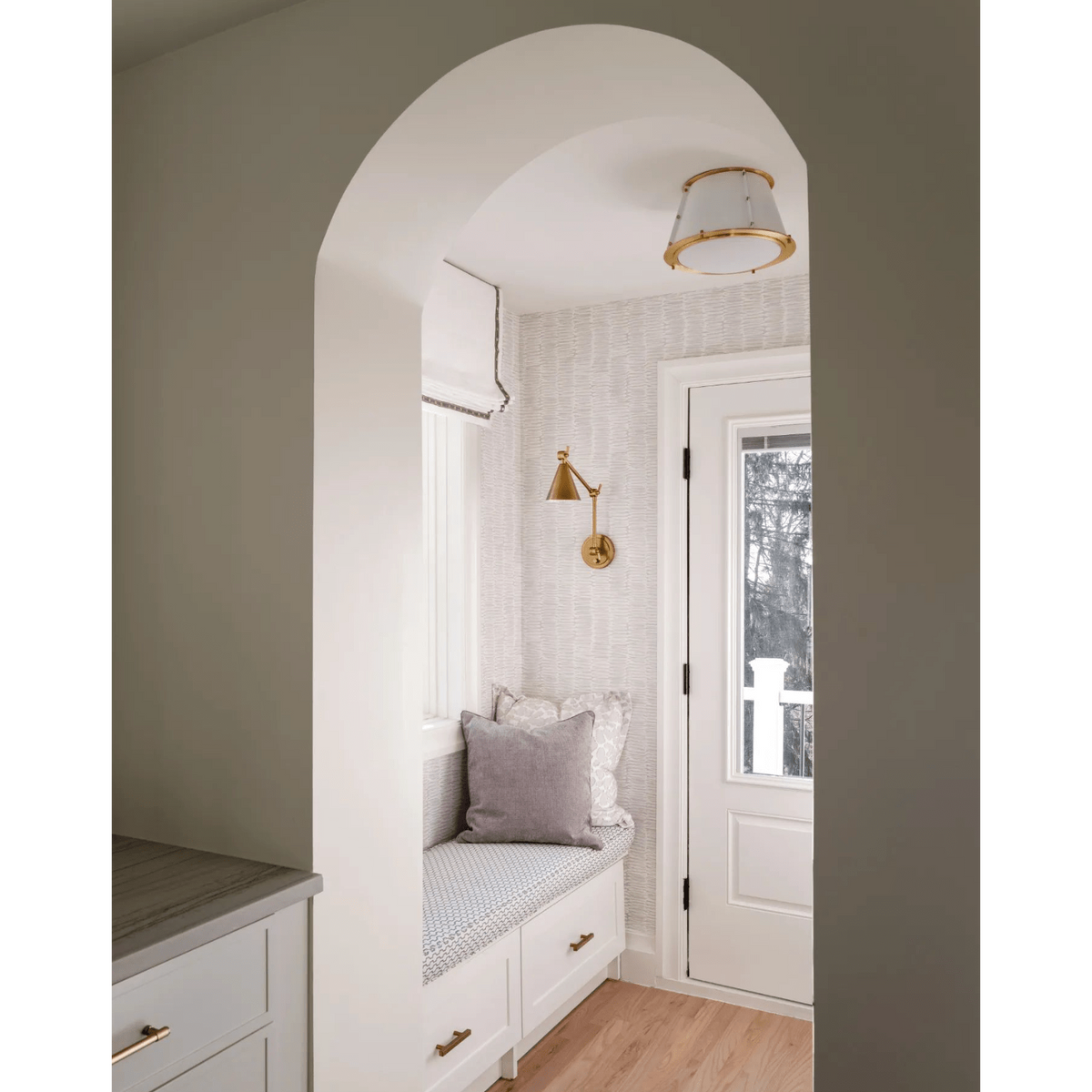 French Maid White & Brass Flush Mount
