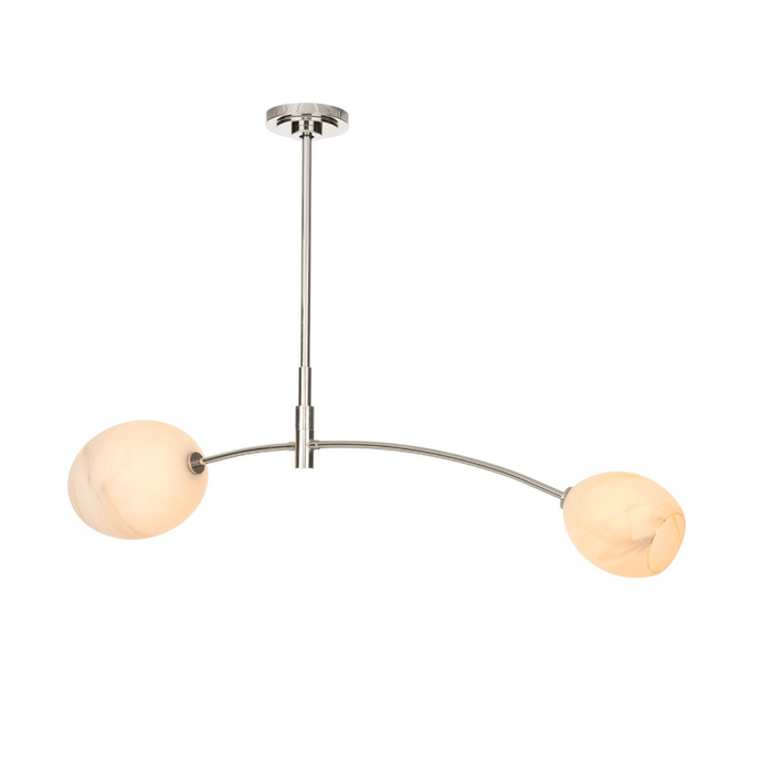 Artemis Double Pendant - Polished Nickel and Natural Brass with Alabaster Glass