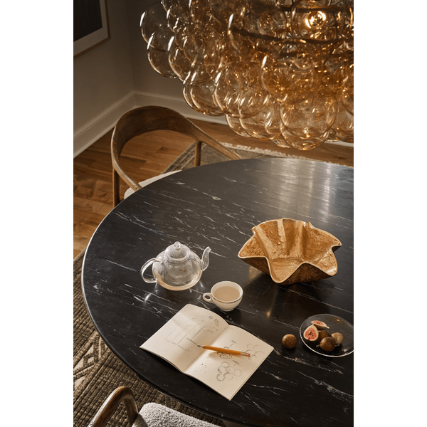 Bubbles Chandelier Brushed Nickel with Amber Glass