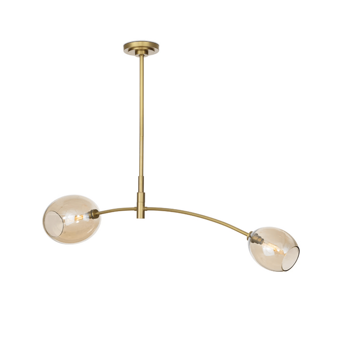 Artemis Pendant Double Natural Brass with Champagne Glass