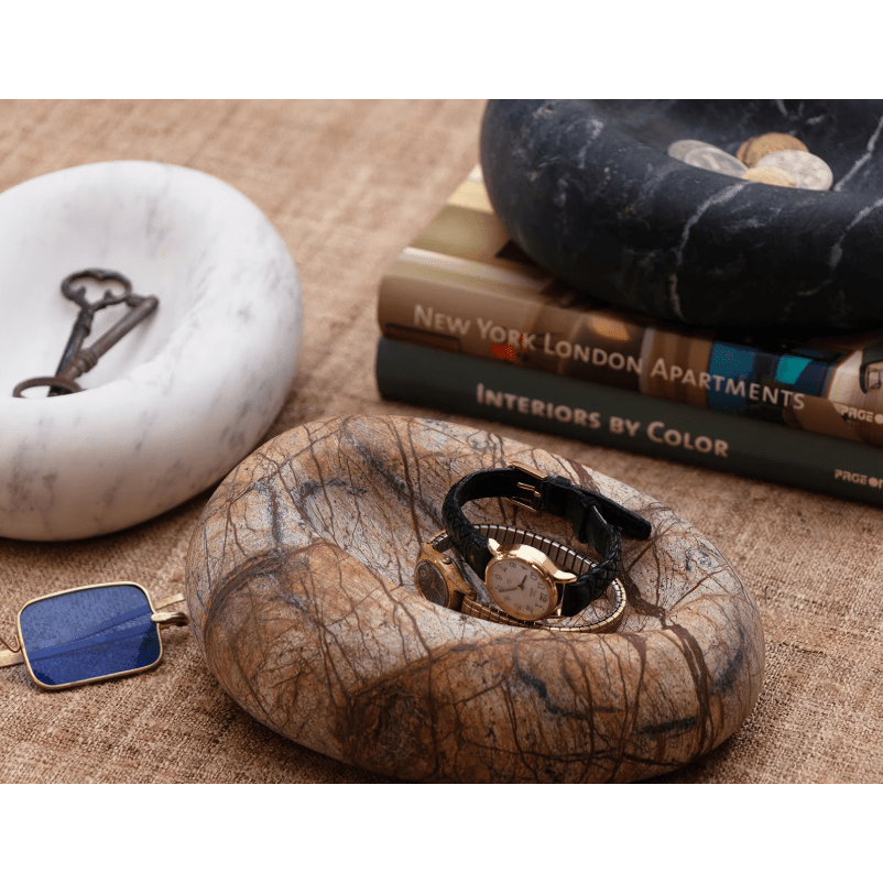 Lagoon Marble Bowl - Elegant Decorative Bowls in Black, Brown, White