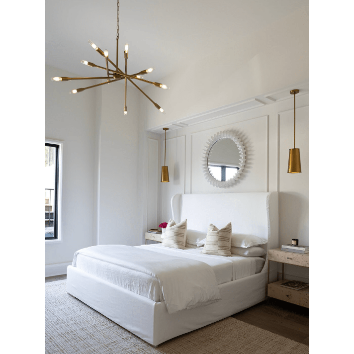 Cobra Small and Large Chandelier in Polished Nickel, Oil Rubbed Bronze, and Natural Brass
