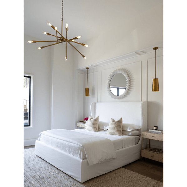 Cobra Small and Large Chandelier in Polished Nickel, Oil Rubbed Bronze, and Natural Brass