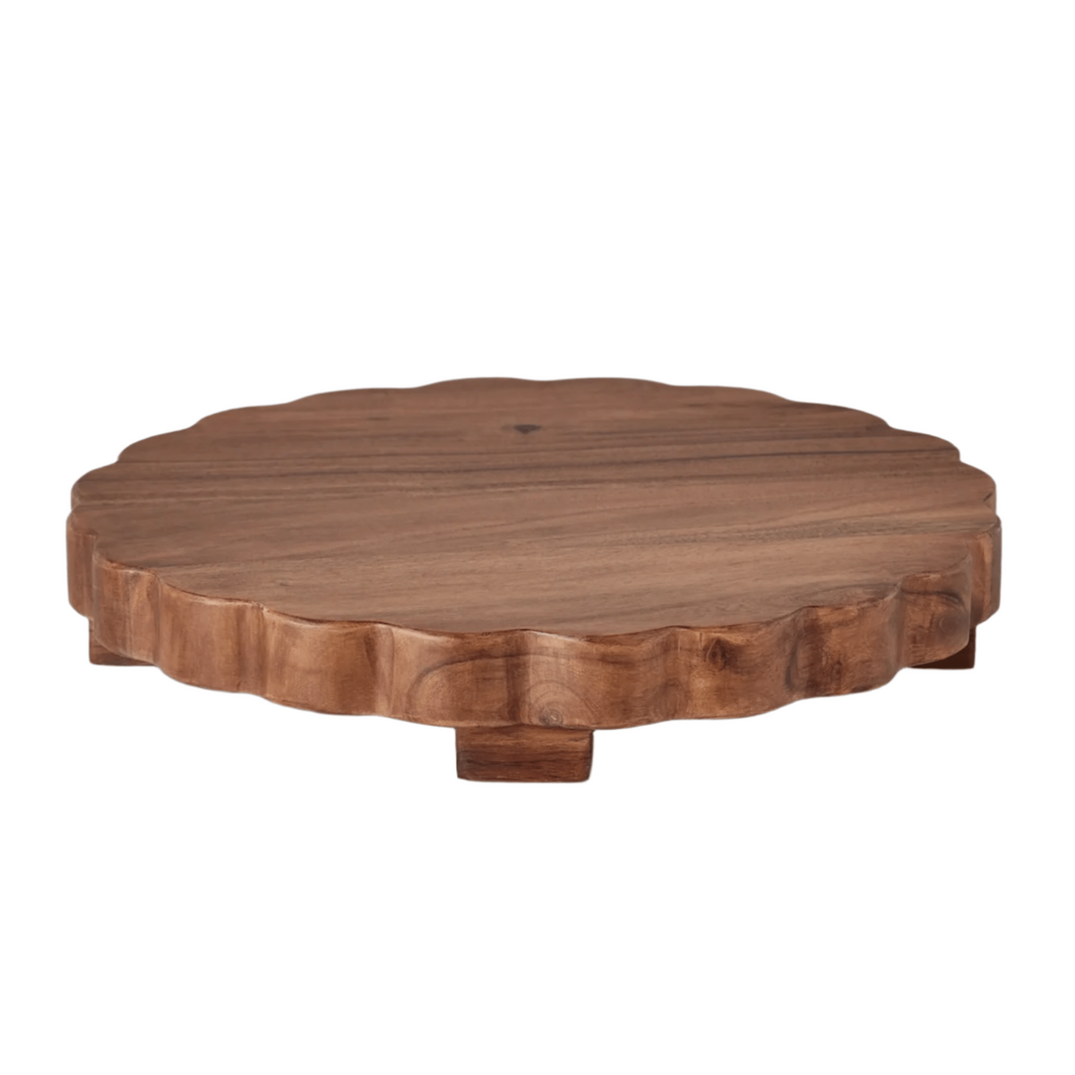 Large Round Wooden Scalloped Trivet & Charcuterie Board