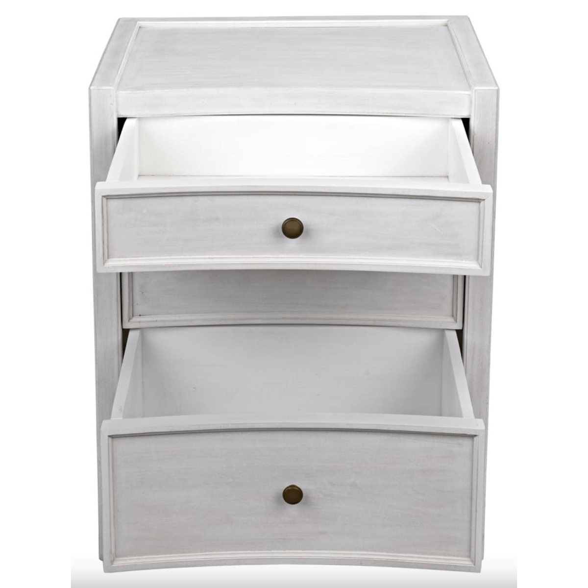 Hampton Night Stand, White Washed & Hand Rubbed Black