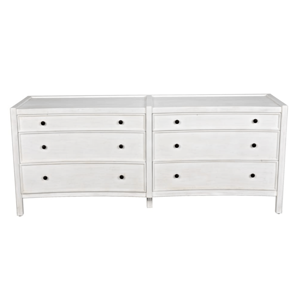 Hampton 6 Drawer Dresser, Hand Rubbed Black and White Washed