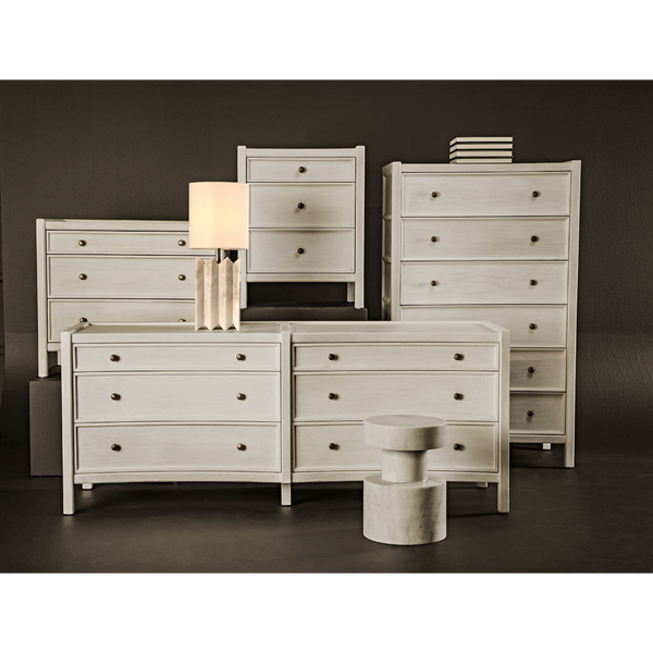 Hampton 6 Drawer Dresser, Hand Rubbed Black and White Washed