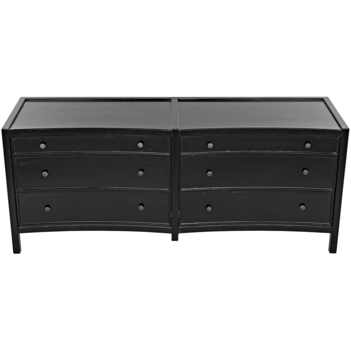 Hampton 6 Drawer Dresser, Hand Rubbed Black and White Washed