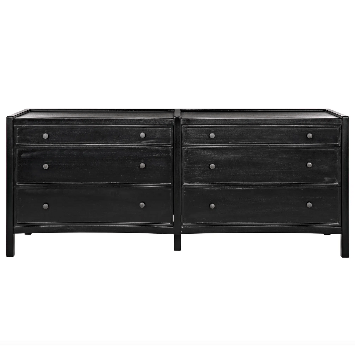 Hampton 6 Drawer Dresser, Hand Rubbed Black and White Washed