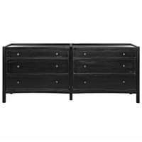 Hampton 6 Drawer Dresser, Hand Rubbed Black and White Washed