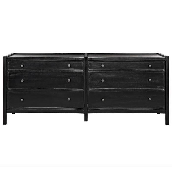 Hampton 6 Drawer Dresser, Hand Rubbed Black and White Washed