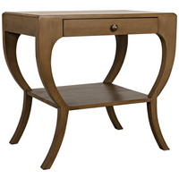 Maude 2-Tier Side Table, Saddle Brown, White Washed & Black