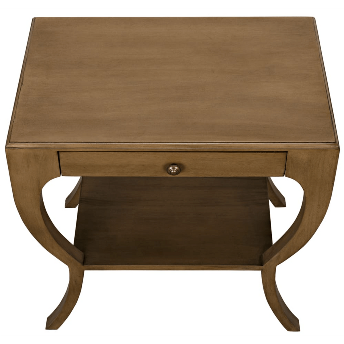 Maude 2-Tier Side Table, Saddle Brown, White Washed & Black