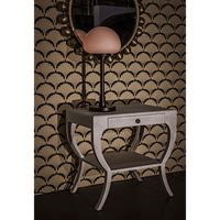 Maude 2-Tier Side Table, Saddle Brown, White Washed & Black