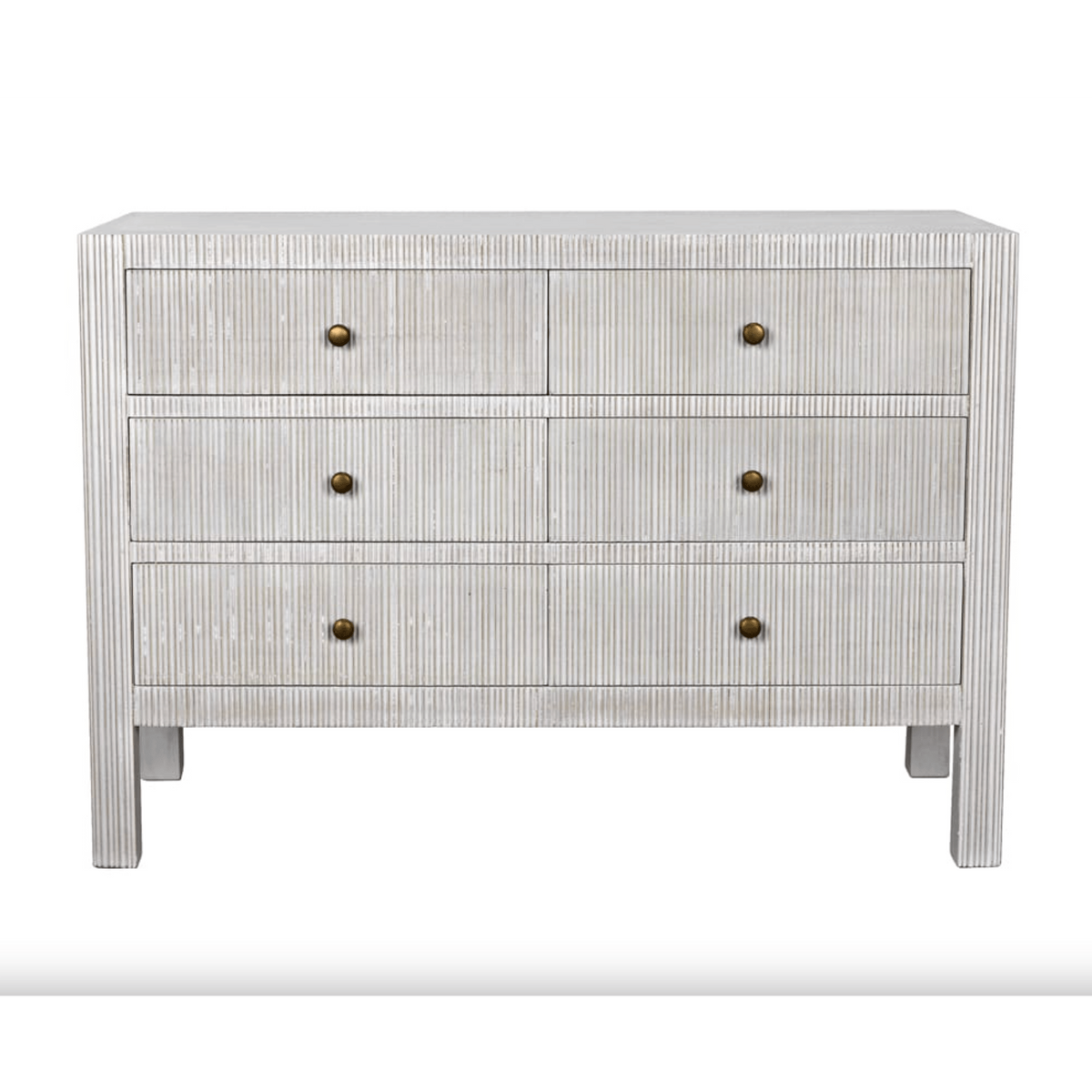 Conrad 6-Drawer Dresser, White Wash or Pale Black