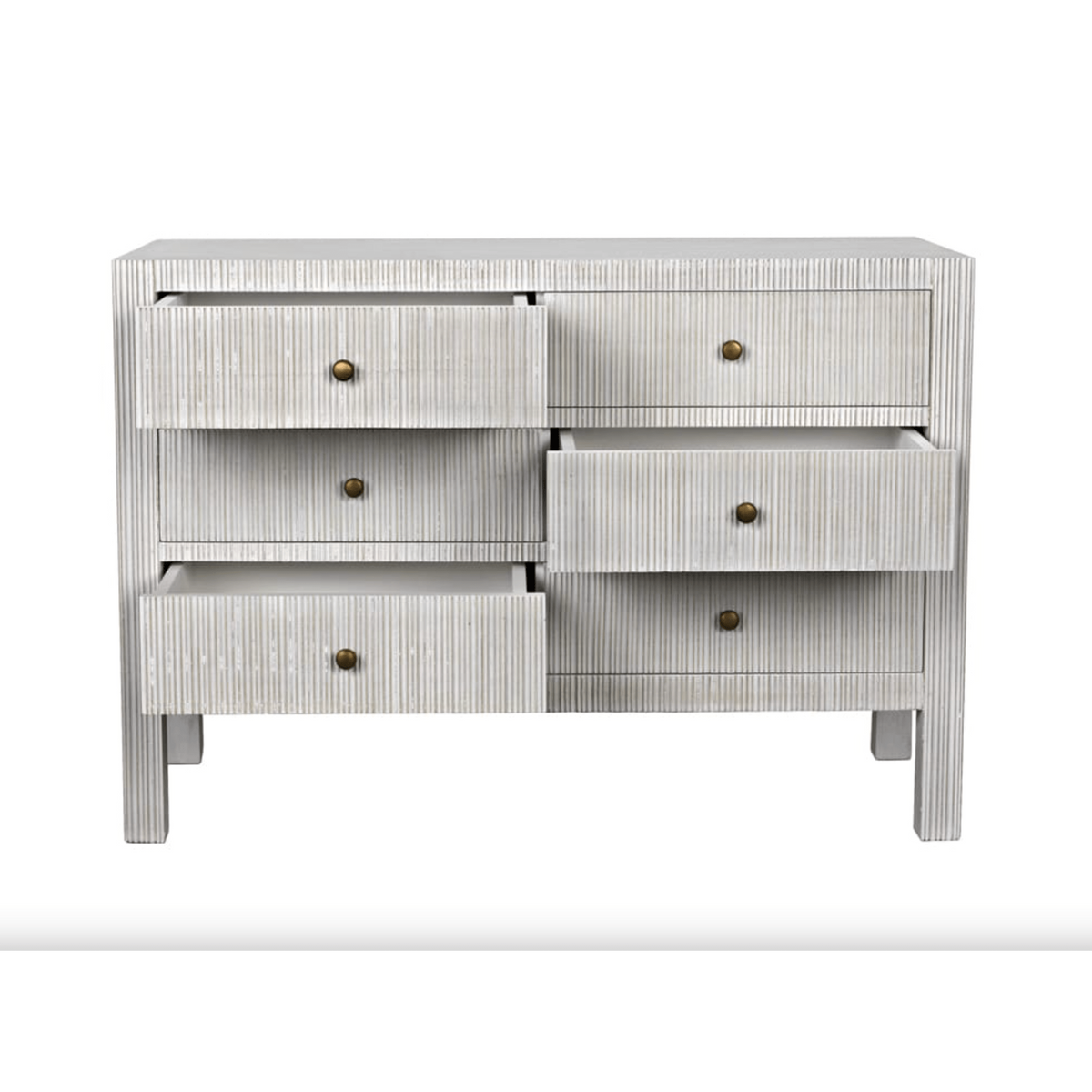 Conrad 6-Drawer Dresser, White Wash or Pale Black