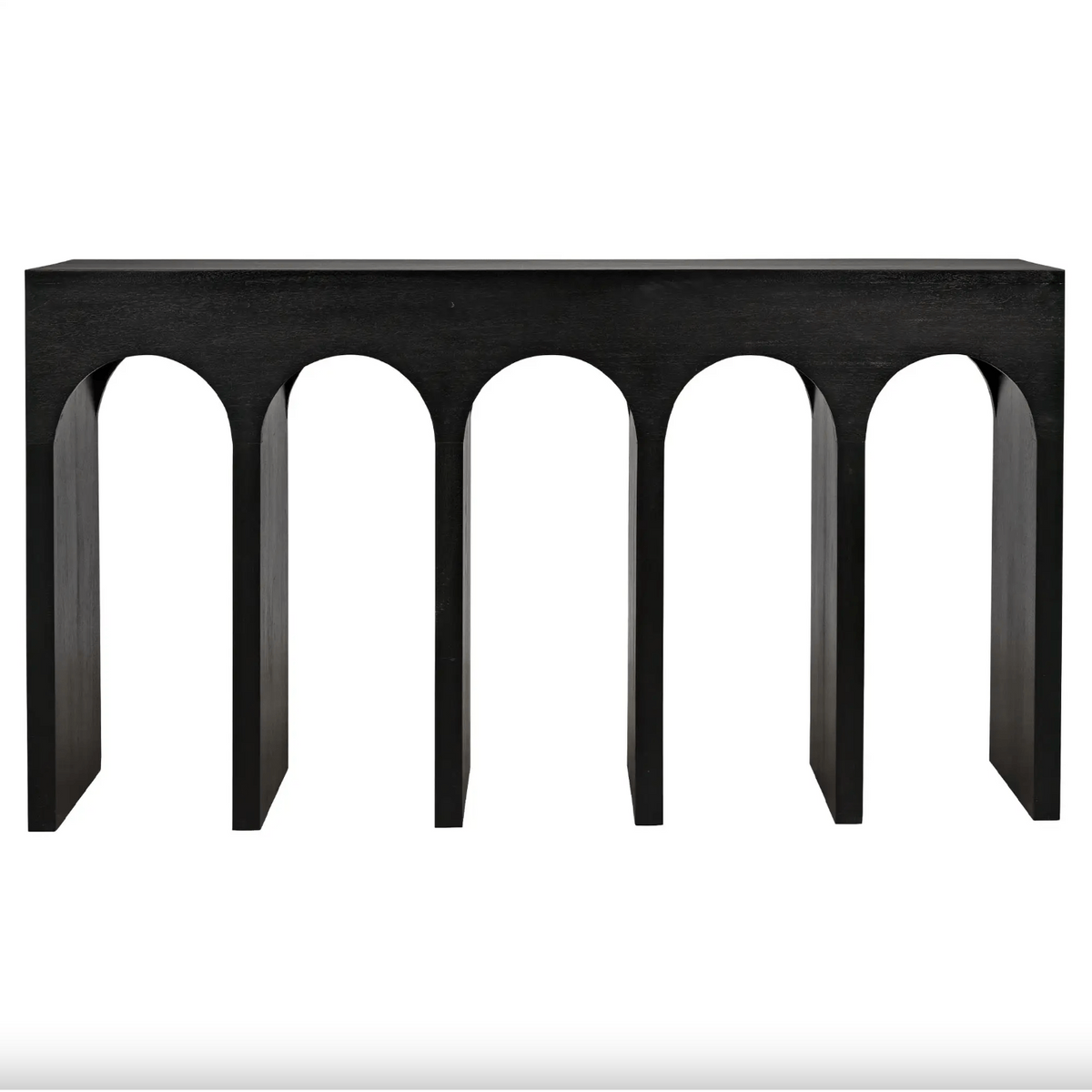 Bridge Console Table, White Wash and Hand Rubbed Black Finish
