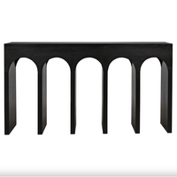 Bridge Console Table, White Wash and Hand Rubbed Black Finish