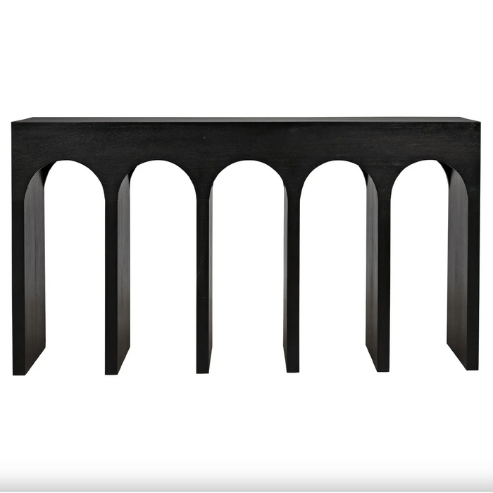 Bridge Console Table, White Wash and Hand Rubbed Black Finish