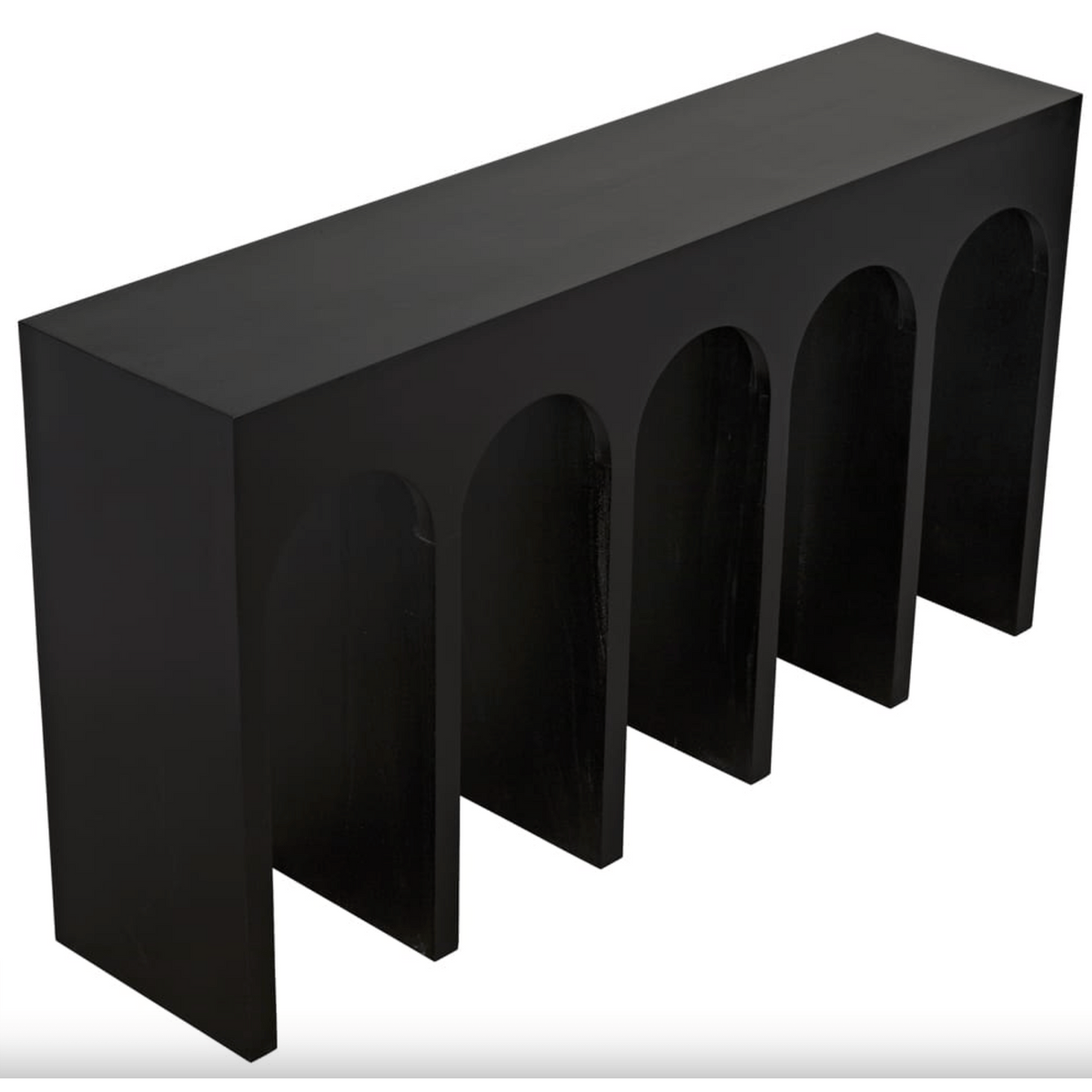 Bridge Console Table, White Wash and Hand Rubbed Black Finish