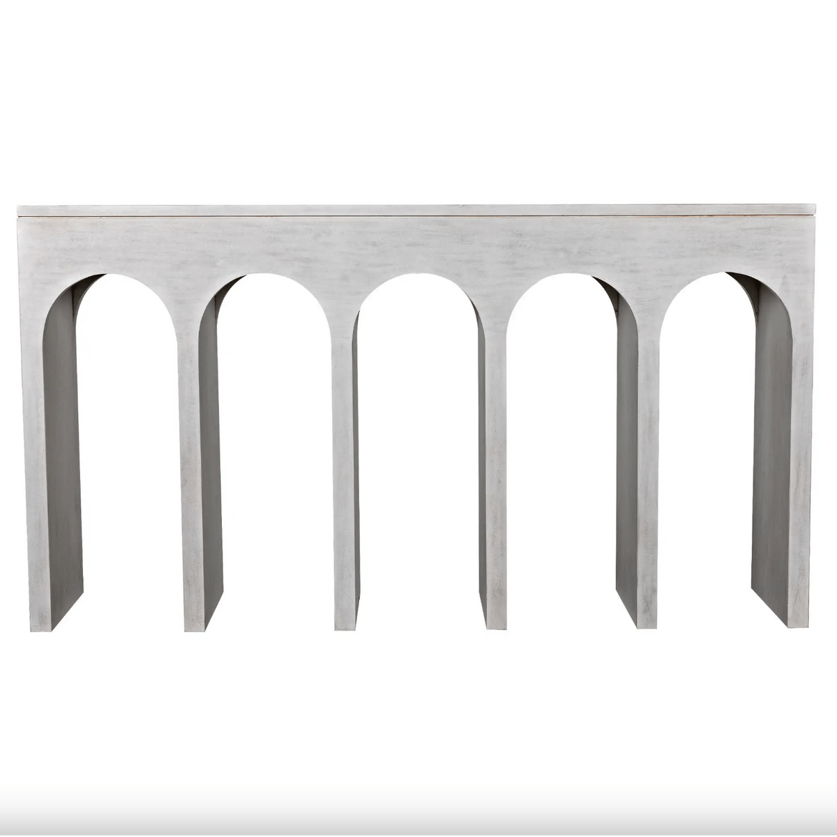 Bridge Console Table, White Wash and Hand Rubbed Black Finish
