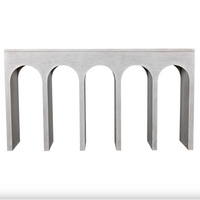 Bridge Console Table, White Wash and Hand Rubbed Black Finish