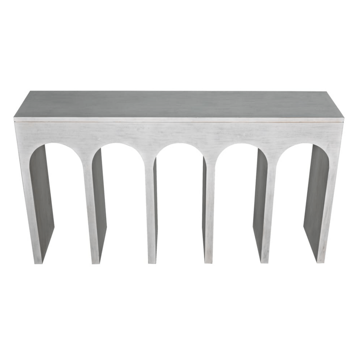 Bridge Console Table, White Wash and Hand Rubbed Black Finish