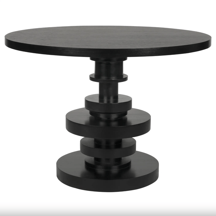 Corum Round Dining Table, Hand Rubbed Black