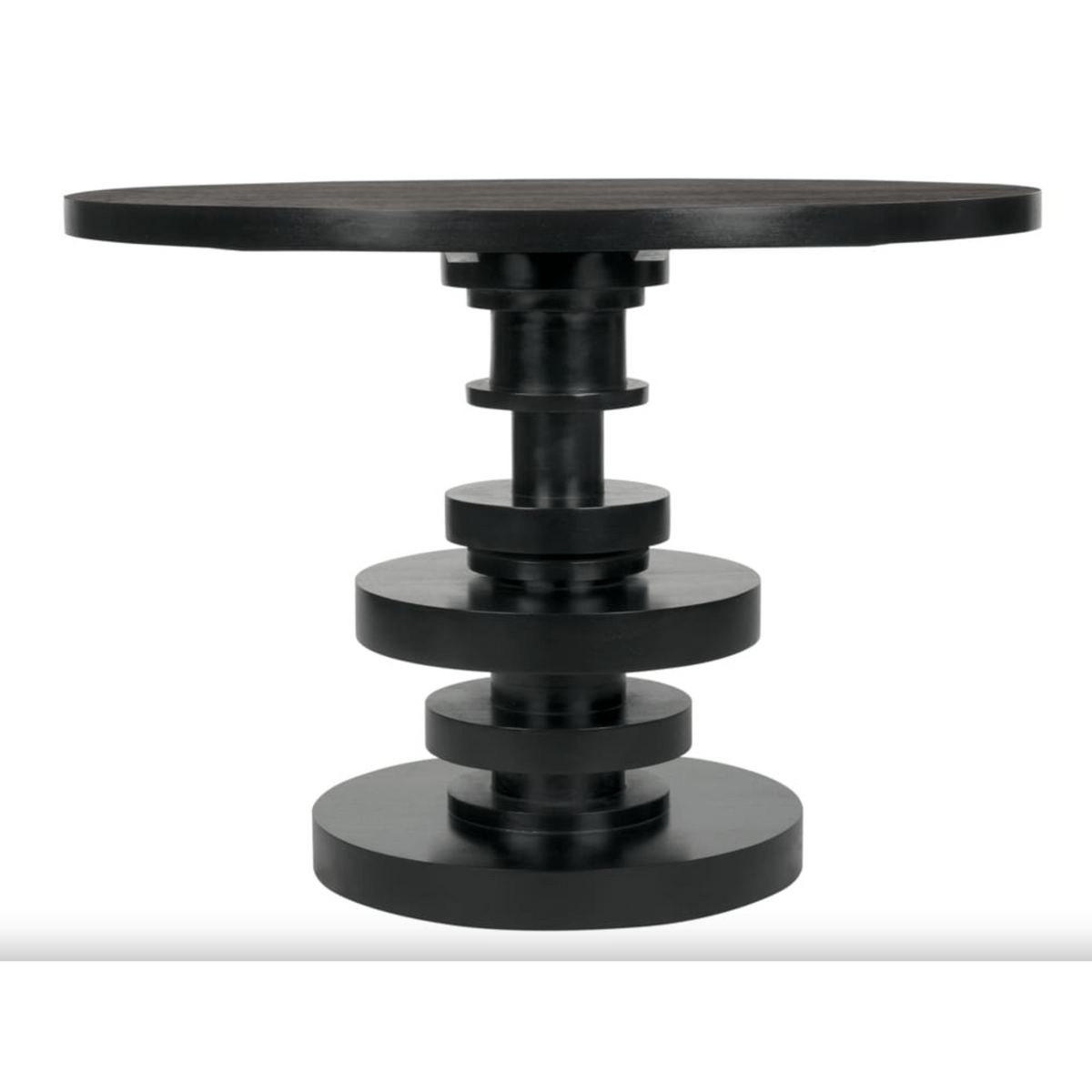 Corum Round Dining Table, Hand Rubbed Black