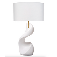 Cobra White Ricestone Table Lamp with Linen Shade
