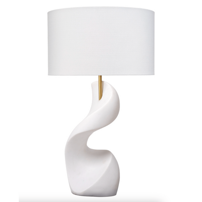Cobra White Ricestone Table Lamp with Linen Shade