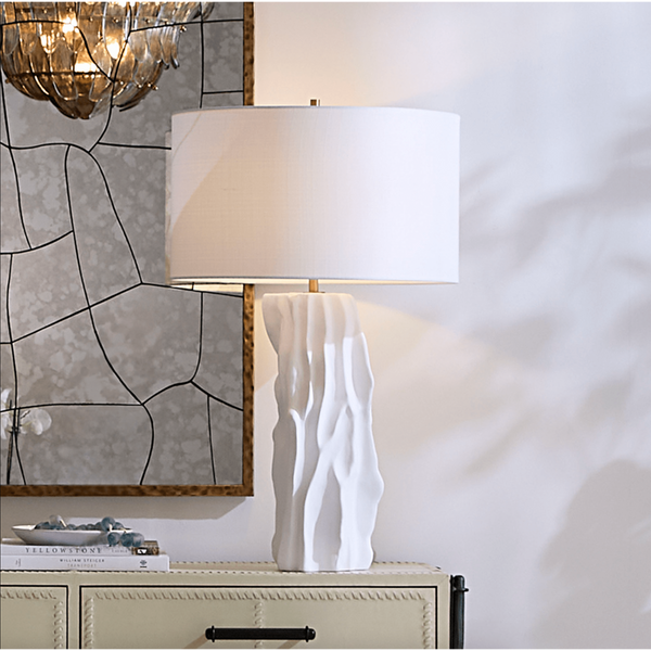 Sweetwood White Ceramid Table Lamp with Linen Shade