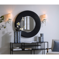 Paddock Black Bamboo Round Wall Mirror