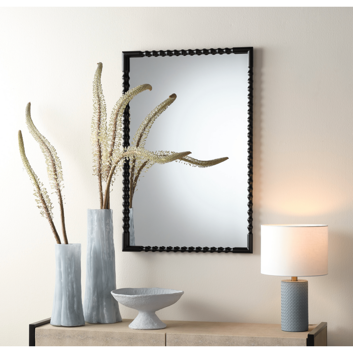 Particle Black Iron Rectangle Wall Mirror